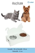 Evene Mama Su Kabı Paslanmaz Çelik Taslı 2'li Ahşap Kedi Ve Köpek Suluk Kedi Arkalık Model thumbnail 2