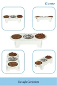 Evene Mama Su Kabı Paslanmaz Çelik Taslı 3'lü Ahşap Kedi Ve Köpek Suluk Oval Model - 5