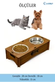 Evene Kedi Mama Kabı Kedi Su Kabı Kedi Mama ve Su Kabı Kedi Yemek Kabı 2 Çelik Kase Model 5 Ceviz thumbnail 2