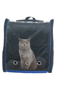Evene Mavi Kedi Taşıma Çantası Şeffaf Büyük Boy Uçak Için Uygun Hava Alan Su Geçirmez 2 Tarafı Açılır Sırt thumbnail 1