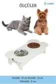 Evene Mama Su Kabı Paslanmaz Çelik Taslı 2'li Ahşap Kedi Ve Köpek Suluk Kemik Model thumbnail 2