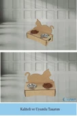 Evene Mama Su Kabı Paslanmaz Çelik Taslı 2'li Ahşap Kedi Ve Köpek Suluk Kedi Arkalık Model thumbnail 6