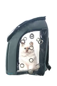 Evene Gri Kedi Taşıma Çantası Şeffaf Orta Boy Uçak Için Uygun Hava Alan Kapsüllü Su Geçirmez Sırt Çantası thumbnail 1
