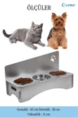 Evene Mama Su Kabı Paslanmaz Çelik Taslı 3'lü Ahşap Kedi Ve Köpek Suluk Patili Model thumbnail 2