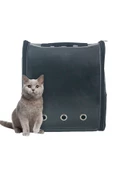 Evene Gri Kedi Taşıma Çantası Şeffaf Büyük Boy Uçak Için Uygun Hava Alan Su Geçirmez 2 Tarafı Açılır Sırt thumbnail 1