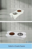 Evene Mama Su Kabı Paslanmaz Çelik Taslı 2'li Ahşap Kedi Ve Köpek Suluk Kemik Model thumbnail 6