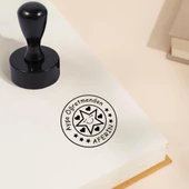 Kişiye Özel Siyah Kemik Öğretmen Kaşesi Kitap Mührü ve Istampa Set R5814-13 - 1