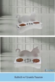 Evene Mama Su Kabı Paslanmaz Çelik Taslı 3'lü Ahşap Kedi Ve Köpek Suluk Kedi Arkalıklı Model thumbnail 6