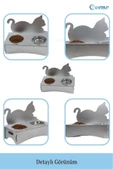 Evene Mama Su Kabı Paslanmaz Çelik Taslı 2'li Ahşap Kedi Ve Köpek Suluk Kedi Arkalık Model thumbnail 5