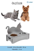 Evene Mama Su Kabı Paslanmaz Çelik Taslı 2'li Ahşap Kedi Ve Köpek Suluk Kedi Arkalık Model thumbnail 2