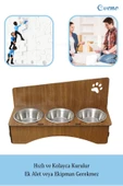 Evene Kedi Mama Kabı Kedi Su Kabı Kedi Mama ve Su Kabı Kedi Yemek Kabı 3 Çelik Kase Model 2 Ceviz - 5