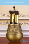 Evene Makyaj Organizeri Makyaj Fırçalığı Makyaj Organizer Düzenleyici Altın Eskitme Renk Model 3 thumbnail 3