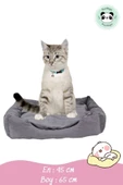 Pandogo Kedi Yatağı Evcil Hayvan Kedi Minderi Evcil Hayvan Dikdörtgen 65x45 Cm Yumuşak Minder Gri thumbnail 3