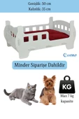 Evene Büyük Kedi Yatağı Dekoratif Ahşap Dayanıklı Beyaz Renk Beşik Karyola Model - 2