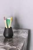 Evene Diş Fırçalığı Tezgah Üstü Siyah Renk Diş Fırçası Standı Vazo Model thumbnail 1