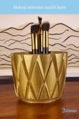 Evene Makyaj Organizeri Makyaj Fırçalığı Makyaj Organizer Düzenleyici Altın Renk Model 18 thumbnail 3
