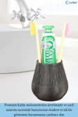 Evene Diş Fırçalığı Tezgah Üstü Siyah Renk Diş Fırçası Standı Vazo Model thumbnail 3