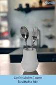 Evene Tezgah Üstü Kaşıklık Dekoratif Dik Kaşıklık Silindir Kaşıklık Beyaz Renk Model 15 thumbnail 4