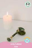 Pandogo Jade Roller Cilt Masaj Aleti Çift Taraflı Doğal Yeşim Taşı - 3