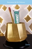 Evene Diş Fırçalığı Diş Fırçalık Diş Fırçası Standı Diş Fırçası Tutucu Altın Renk Model 17 thumbnail 5