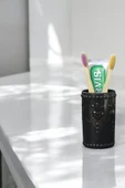 Evene Diş Fırçalığı Diş Fırçalık Diş Fırçası Standı Diş Fırçası Tutucu Siyah Model 10 - 1