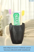 Evene Diş Fırçalığı Tezgah Üstü Siyah Renk Diş Fırçası Standı Uzun Poly Model thumbnail 3