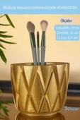 Evene Makyaj Organizeri Makyaj Fırçalığı Makyaj Organizer Düzenleyici Altın Renk Model 18 thumbnail 2
