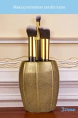 Evene Makyaj Organizeri Makyaj Fırçalığı Makyaj Organizer Düzenleyici Altın Eskitme Renk Model 13 thumbnail 3