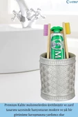 Evene Diş Fırçalığı Tezgah Üstü Gümüş Renk Diş Fırçası Standı Y Desenli Model thumbnail 4