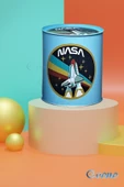 Evene Metal Para Kumbarası Açılmaz Baskılı Büyük Boy Nasa Desenli - 5