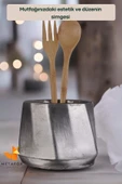 METAFOX Tezgah Kaşıklık Modern Tezgah Üstü Kaşıklık Dekoratif Dik Kaşıklık Gümüş Eskitme Renk Model 17 thumbnail 3