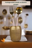 METAFOX Tezgah Kaşıklık Modern Tezgah Üstü Kaşıklık Dekoratif Dik Kaşıklık Altın Eskitme Renk Model 13 thumbnail 3