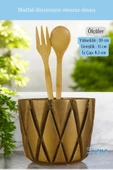 Evene Tezgah Üstü Kaşıklık Dekoratif Dik Kaşıklık Silindir Kaşıklık Altın Eskitme Renk Model 18 thumbnail 2