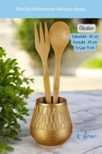 Evene Tezgah Üstü Kaşıklık Dekoratif Dik Kaşıklık Silindir Kaşıklık Altın Renk Model 3 thumbnail 3
