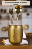 METAFOX Tezgah Kaşıklık Modern Tezgah Üstü Kaşıklık Dekoratif Dik Kaşıklık Altın Eskitme Renk Model 11 thumbnail 3