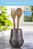 Evene Tezgah Üstü Kaşıklık Dekoratif Dik Kaşıklık Silindir Kaşıklık Gümüş Eskitme Renk Model 15 thumbnail 2