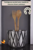 METAFOX Tezgah Kaşıklık Modern Tezgah Üstü Kaşıklık Dekoratif Dik Kaşıklık Gümüş Eskitme Renk Model 18 - 2