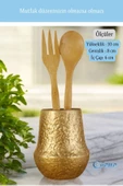 Evene Tezgah Üstü Kaşıklık Dekoratif Dik Kaşıklık Silindir Kaşıklık Altın Renk Model 15 thumbnail 2