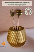 METAFOX Tezgah Kaşıklık Modern Tezgah Üstü Kaşıklık Dekoratif Dik Kaşıklık Altın Renk Model 21 thumbnail 2