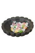 Evene Şekerlik Siyah Renk Sunumluk Drajelik Dekoratif Tabak Çiçek Model thumbnail 1