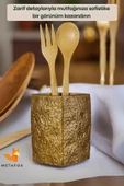 METAFOX Tezgah Kaşıklık Modern Tezgah Üstü Kaşıklık Dekoratif Dik Kaşıklık Altın Eskitme Renk Model 7 thumbnail 4