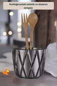METAFOX Tezgah Kaşıklık Modern Tezgah Üstü Kaşıklık Dekoratif Dik Kaşıklık Gümüş Eskitme Renk Model 18 - 3
