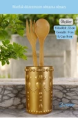 Evene Tezgah Üstü Kaşıklık Dekoratif Dik Kaşıklık Silindir Kaşıklık Altın Renk Model 10 thumbnail 3