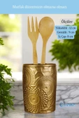 Evene Tezgah Üstü Kaşıklık Dekoratif Dik Kaşıklık Silindir Kaşıklık Altın Eskitme Renk Model 12 thumbnail 2