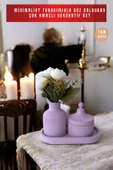 tambana Mor Sunumluk Takı Tabağı Dekoratif Tepsi Obje Seti 3 Parça Model 1001 thumbnail 2