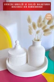 tambana Beyaz Sunumluk Takı Tabağı Dekoratif Tepsi Obje Seti 3 Parça Model 1001 thumbnail 4