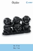 Evene Biblo Dekoratif Obje Heykel Üç Maymun Biblo Dekoratif Süs Eşyası Siyah Renk Model 30 thumbnail 3