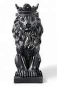 Evene Biblo Dekoratif Obje Heykel Taçlı Aslan Biblo Dekoratif Süs Eşyası Siyah Model 34 thumbnail 1