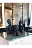 tambana 3’lü Siyah Heykel Biblo Seti Dekoratif Süs Eşyası Dekoratif Masa Süsü Model 1 thumbnail 1