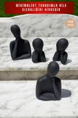 tambana 4’lü Siyah Heykel Biblo Seti Dekoratif Süs Eşyası Dekoratif Masa Süsü Model 2 thumbnail 2